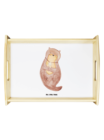 Mr. & Mrs. Panda serviertablett holz Otter Muschel ohne Spruch in Weiß