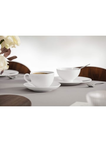 Villeroy & Boch 6er Set Kaffeetassen mit Untertassen Royal 260 ml weiß in weiß