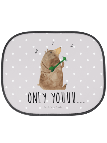 Mr. & Mrs. Panda Auto Sonnenblende Bär Gitarre mit Spruch in Grau Pastell