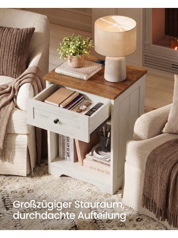 VASAGLE 2er-Set: Nachttisch Siren in Wolkenweiß-Erdbraun - (B)40 x (H)59 x (T)30 cm
