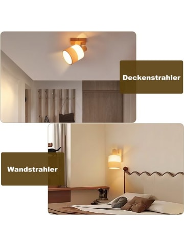 ZMH Deckenleuchte in beige 1-flammige E14 Holz Modern Deckenspot MAX.40W