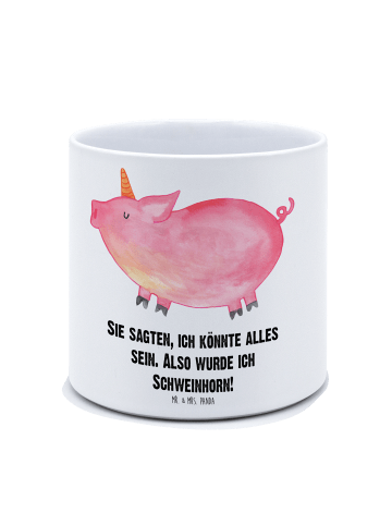 Mr. & Mrs. Panda Pflanztopf Einhorn Schwein mit Spruch in Weiß