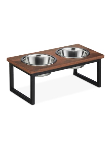 relaxdays Napfständer in Natur/ Schwarz - (B)42 x (H)16,5 x (T)21 cm