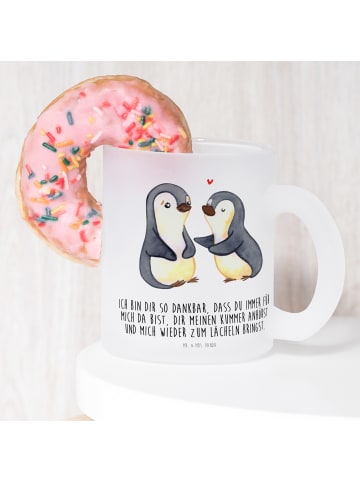 Mr. & Mrs. Panda Glas Pinguine trösten mit Spruch in Transparent