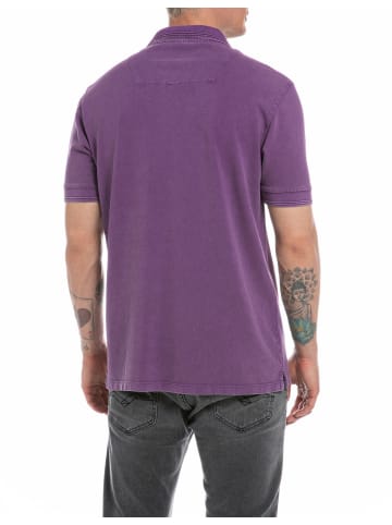 Replay Poloshirts Garment Dyed Cotton Piquet in violett