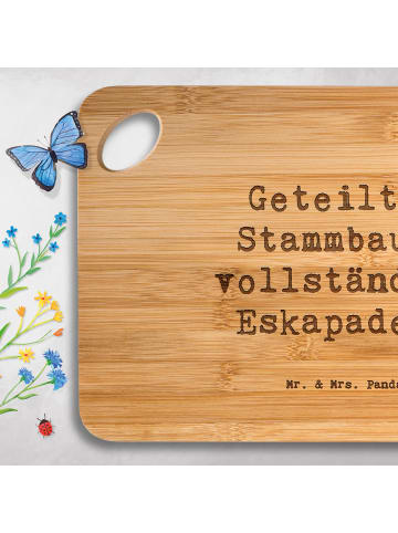 Mr. & Mrs. Panda Hackbrett Spruch Halbbruder Eskapaden mit Spruch in Braun