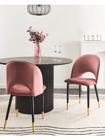 Beliani 2er-Set Esszimmerstuhl MAGALIA in Rosa/Schwarz/Gold