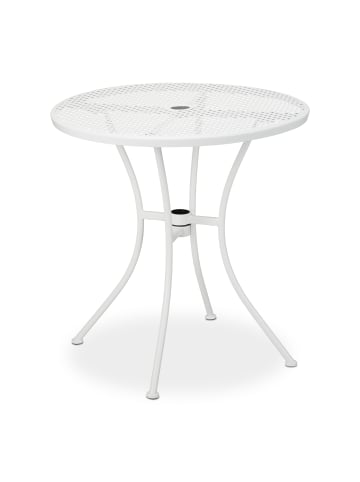 relaxdays Gartentisch in Weiß - (H)72 x Ø 70 cm