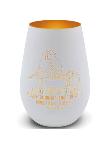 Mr. & Mrs. Panda Outdoor Windlicht Rotkehlchen Schlitten mit Spruch in Weiß