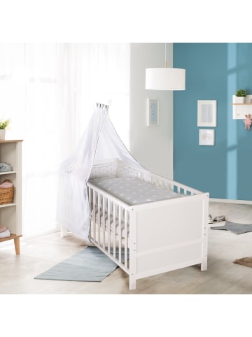 roba Komplettbettset Sterne grau inkl. Matratze, Nest & Himmel 70 x 140 cm - Wieß