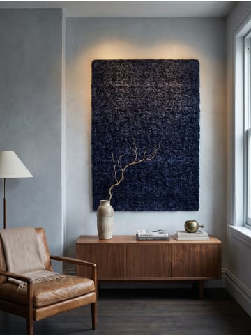 KADIMA DESIGN Teppich Hochflor Shaggy Waschbar Einfarbig RHEIN Strapazierfähig in Marineblau