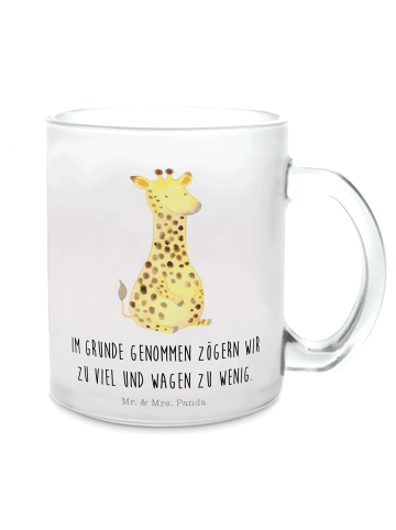 Mr. & Mrs. Panda Kaffeetasse Giraffe Zufrieden mit Spruch in Transparent