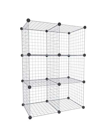relaxdays Steckregal "6 Würfel" in Silber - (B)75 x (H)110 x (T)37 cm