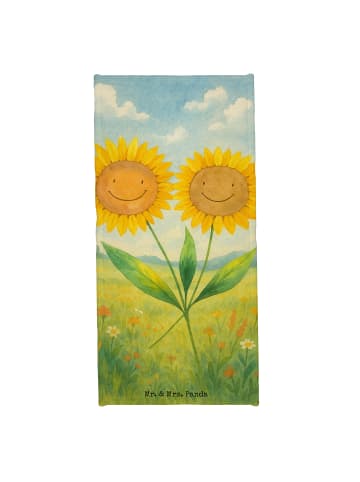 Mr. & Mrs. Panda Badehandtuch Blume Sonnenblume Design ohne Spruch in Blattgrün
