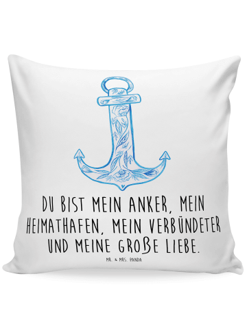 Mr. & Mrs. Panda kissen für sofa Anker Blau mit Spruch in Weiß