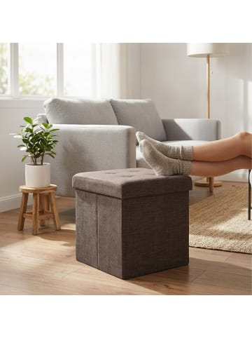 relaxdays Faltbarer Sitzhocker in Braun - 38 cm