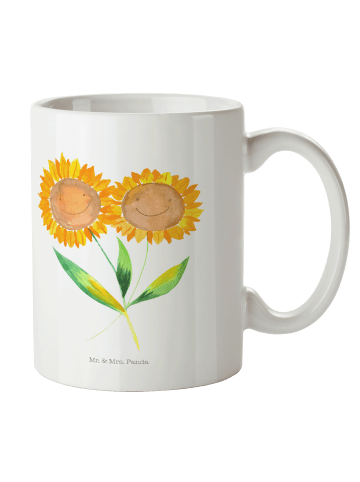 Mr. & Mrs. Panda Kaffeetasse Blume Sonnenblume ohne Spruch in Weiß