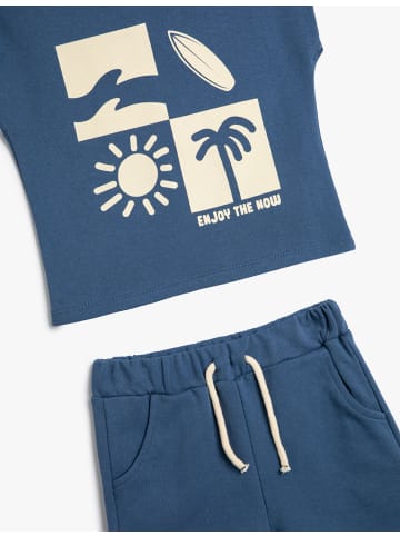 KOTON 2tlg. Outfit: T-Shirt/Short in Blau