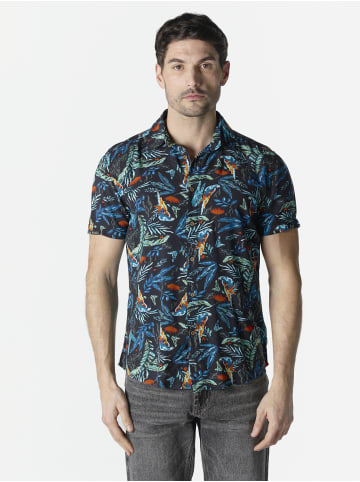 KOROSHI Herren kurzarm-viskosehemd in bunt