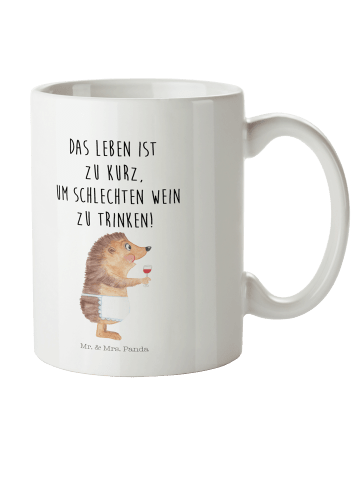 Mr. & Mrs. Panda Kaffeetasse Igel Wein mit Spruch in Weiß