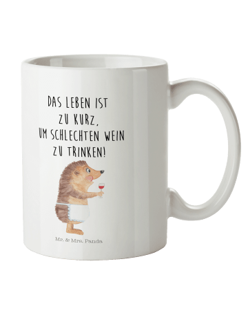 Mr. & Mrs. Panda Kindertasse Igel Wein mit Spruch in Weiß