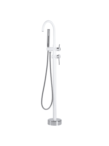 Beliani Wannenarmaturen TUGELA in Weiß/Silber - (W) 21 x (H) 116 x (L) 16 cm