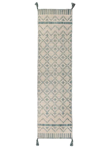 Handgewebter Teppich aus Baumwolle, Vintage, geometrisch