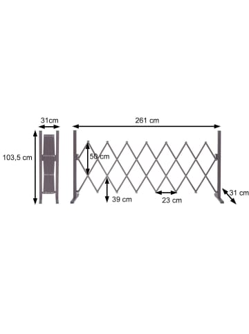 MCW Absperrgitter B34 ausziehbar, Höhe 103cm, Breite 31-261cm