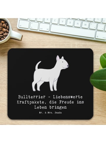 Mr. & Mrs. Panda Mousepad Bullterrier Kraftpaket mit Spruch in Schwarz