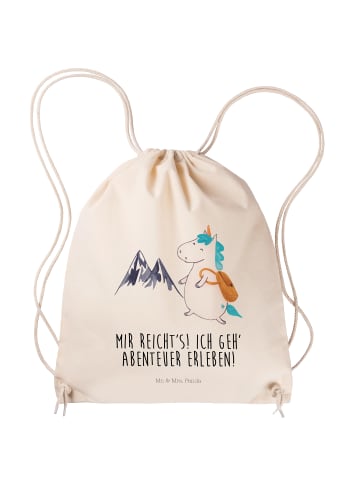 Mr. & Mrs. Panda gym tasche Einhorn Bergsteiger mit Spruch in Creme
