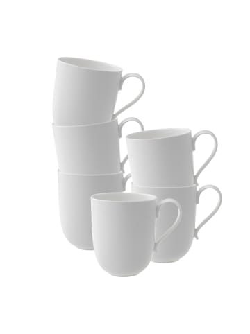Villeroy & Boch 6er Set Latte Macchiato Becher New Cottage Basic 370 ml weiß in weiß