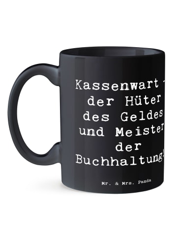 Mr. & Mrs. Panda Keramiktasse Spruch Kassenwart Meister mit Spruch in Schwarz