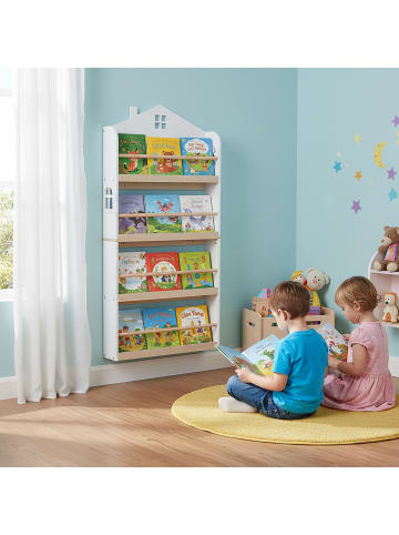 relaxdays Kinderbücherregal "Haus" in Weiß/ Natur - (B)60 x (H)130 x (T)15 cm