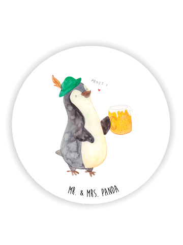 Mr. & Mrs. Panda Rund Magnet Pinguin Bier ohne Spruch in Weiß