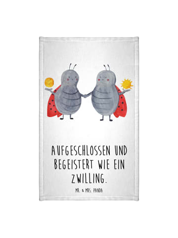 Mr. & Mrs. Panda Handtuch Gäste-WC Sternzeichen Zwilling mit Spruch in Weiß