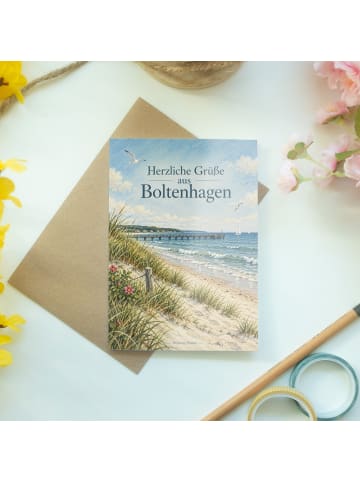 Grußkarte Küste zeitlos Design mit Spruch in Weiß