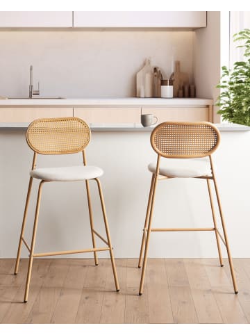 Beliani 2-tlg Barhocker ADAVER in Braun/Beige