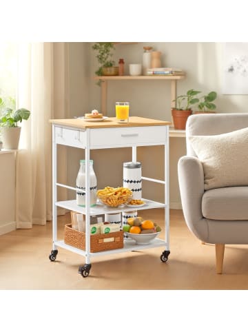 VASAGLE Küchenwagen Barnet in Beige-Weiß - (B)60 x (H)90 x (T)47 cm