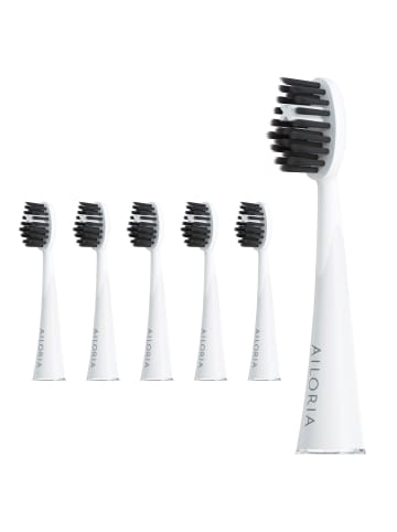 Ailoria SHINE BRIGHT Charcoal Ersatzbürstenköpfe 6er Set in weiß