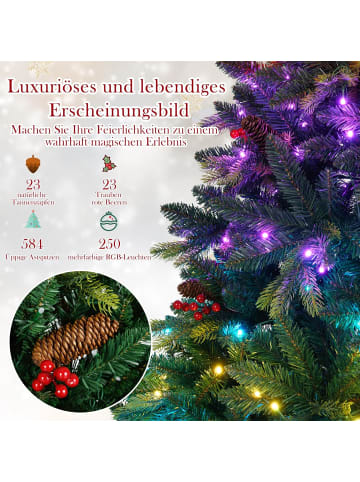 COSTWAY 150 cm Künstlicher Weihnachtsbaum mit Beleuchtung in Grün