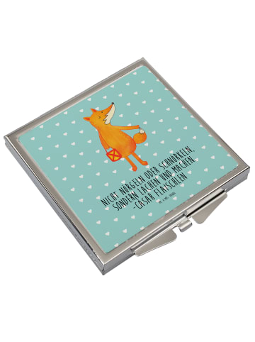 Mr. & Mrs. Panda Handspiegel Fuchs Laterne mit Spruch in Türkis Pastell