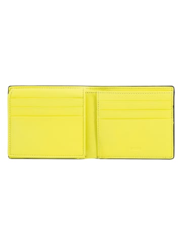 DuDu Up! Geldbörse RFID Schutz Leder 10.5 cm black-bright yellow