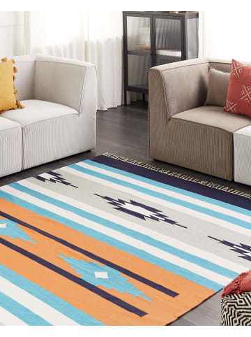 Beliani Kelim NORATUS in Bunt/Blau/Grau - (W) 200 x (L) 300 cm