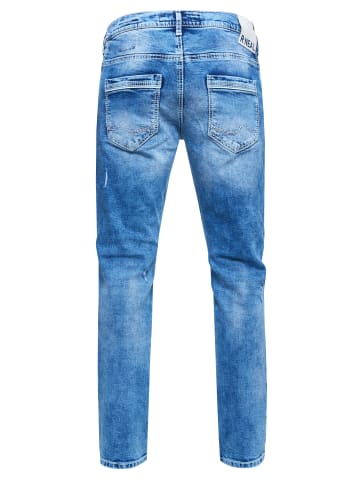 Rusty Neal Jeans Hose "NISHO" Straight-Fit Biker Cotton-Stretch in Blue Used