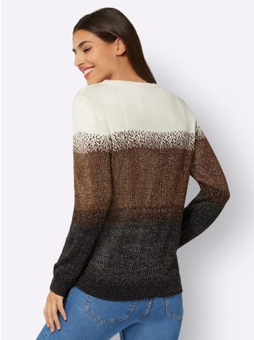 Sieh an! Jacquardstrickjacke in schwarz-braun-gemustert