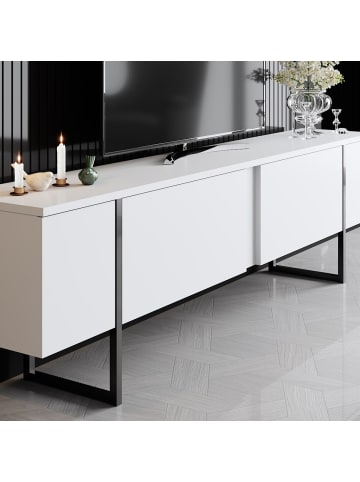 CALICOSY TV Möbel LUXE in Weiß/Schwarz - (W) 180  x (H) 50  x (L) 30  cm