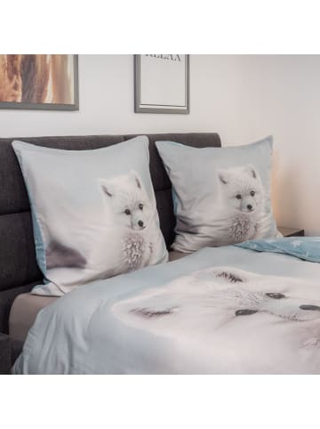 Good Morning Comfort Flanell Bettwäsche - Toss - Polarfuchs in blau