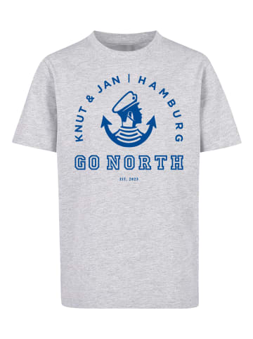 F4NT4STIC T-Shirt Go North Knut & Jan Hamburg Logo in grau meliert