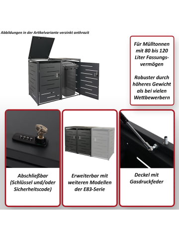 MCW 2er-Mülltonnenverkleidung E83, Edelstahl 48kg