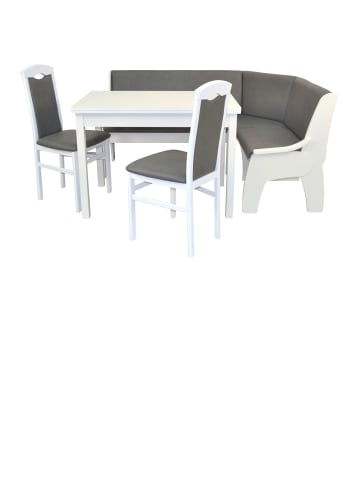 möbel-direkt 4tlg. Eckbankgruppe 125x165 cm Schenkelmaß in weiß/grau